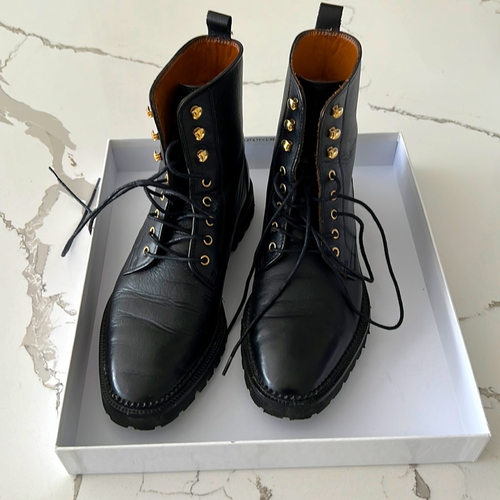 & Other Stories Black Lace Up Boot with Gold Grommets Size 37 7